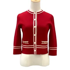 未使用 グッチ GUCCI カーディガン ニット ジャケット GGジャカード ウール レッドのサムネイル