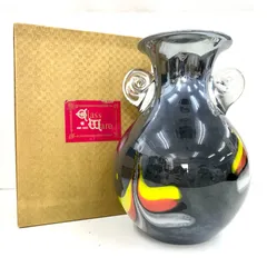カメイガラス KAMEI GLASS 花瓶 5015 花器 花入 フラワーベース 壺 グレー系 ガラス 箱付き インテリア 置物 オブジェのサムネイル