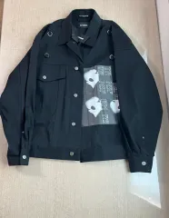新品) M RAF SIMONS ラフ シモンズ ボールドヘッド プリンティング リング オーバーサイズ デニム ジャケットのサムネイル