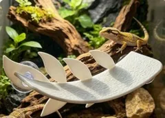 【新品】爬虫類用 リーフハンモック 吸盤付き レストステージ 登り木 レオパ・クレス・ヤモリ 飼育ケージ レイアウト  （ホワイト）bu1のサムネイル
