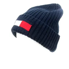 トミーヒルフィガー TOMMY HILFIGER 帽子 ニット帽 ビーニー ロゴ刺繍 紺 ネイビー /MNのサムネイル