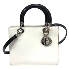 Christian Dior/クリスチャンディオール/レディディオール/ヴィンテージ/2way/ハンドバッグ/ショルダー/バイカラー/ホワイト/RS2039のサムネイル