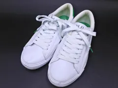 POLO RALPH LAUREN ポロ ラルフローレン RF104100 JR THERON V フェイクレザー ロゴ 刺繍 ローカット スニーカー size25/白ｘ緑 ■■ レディースのサムネイル