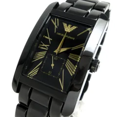 エンポリオアルマーニ Emporio Armani レクタンギュラー メンズ 黒金 スモセコ AR0682 時計 クォーツ 稼動品のサムネイル