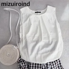 mizuiro ind ミズイロインド ノースリーブ シルク混 絹 トップス ホワイト 白 日本製のサムネイル