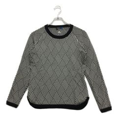 中古 レディース ジェイリンドバーグ J.LINDEBERG セーター M 黒×白 長袖クルーネックニット 総柄