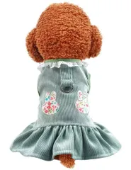 ZYYRSS ペット服 犬の服 猫の服 犬 ワンピース ドレス スカート 洋服 可愛い うさぎ姫フラワードレス 散歩着 お出かけ 部屋着 記念撮影 小中型犬 ワンピース 春夏秋 (L, グリーン)のサムネイル