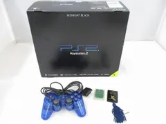  美品 ゲーム プレイステーション2 PS2 本体 SCPH-50000 NB ミッドナイトブラック　箱　周辺機器　オーシャンブルー　コントローラー付きのサムネイル