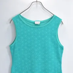 marimekko マリメッコ Mika Piirainen 総柄 円形パターン タンクトップ ターコイズグリーン USED ヴィンテージ ビンテージ 古着 レディース XSのサムネイル