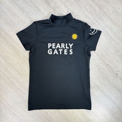 パーリーゲイツ ゴルフシャツ 半袖 ネイビー 紺 モックネック シンプル