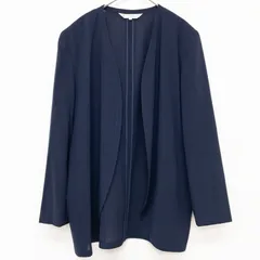 GIVENCHY ジバンシー ノーカラージャケット ボタンレス ヴィンテージ ウール ネイビー レディース 13 b02036のサムネイル