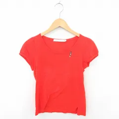 シェリーラファム Cherir la femme カットソー Tシャツ 丸首 刺繍 ワンポイント 綿 コットン 半袖 M 赤 レッド /TT34のサムネイル