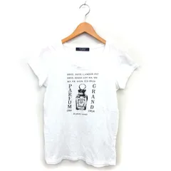 ブラーミン BRAHMIN ラウンドネック カットソー Tシャツ 透け感 プリント 英字 コットン混 半袖 38 白 ホワイト /NT26のサムネイル
