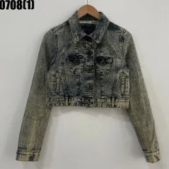 GUESS デニム ジャケット クロップド ジャケット ブルー/グレー ウォッシュ XSのサムネイル