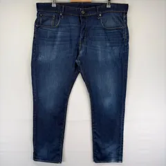 古着 ジースターロゥ G-STAR RAW デニム パンツ レザーパッチ 大きいサイズ ストレート ボタンフライ W40 L32  ブルー系 メンズのサムネイル