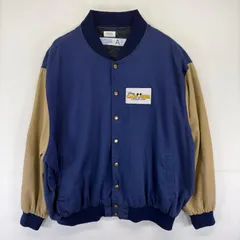 古着 ディズニー Disney ジャケット ロゴ 大きいサイズ スタジャン ツートンカラー  ワッペン ミッキーマウス 2XL  ネイビー系 メンズのサムネイル