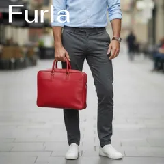 FURLA ビジネスバッグ レッド  ブリーフケース A4対応のサムネイル