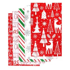 CINECE 包装紙 クリスマス 薄葉紙 お花紙 フラワーペーパー ラッピングペーパー 100枚入 5スタイル Xmas 30x35cm 花束 DIY 手作りのサムネイル
