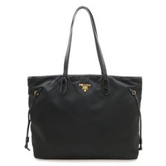 PRADA】2wayバッグ トートバッグ ロゴ金具 フラワーモチーフ ブラック 