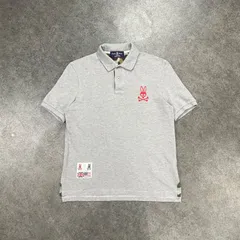 日本製 Psycho Bunny サイコバニー 半袖 ポロシャツ ロゴ刺繍 襟迷彩柄 グレー メンズ Lのサムネイル