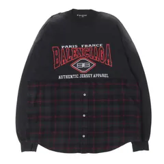 【美品】BALENCIAGA バレンシアガ Tシャツ ブラック グリーン ネイビー サイズ:L 21AW デストロイ フェード加工 切替 ロングスリーブ Tシャツ B AUTHENTIC PATCHED トップス カットソー【メンズ】【中古】のサムネイル