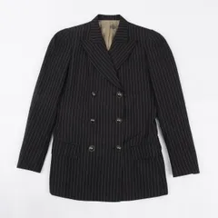 ジャンポールゴルチエ クラシックJean Paul GAULTIER CLASSIQUE ウール混ピンストライプピークドラペルダブルジャケット 黒40のサムネイル