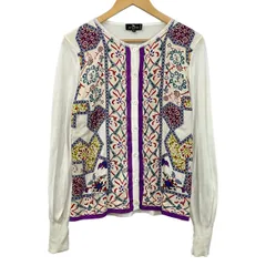 ETRO(エトロ) カーディガン サイズ46 L レディース 白×ベージュ×パープル×マルチ 長袖/一部シルクのサムネイル