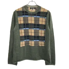 COMME des GARCONS HOMME DEUX コムデギャルソンオムドゥ 18AW パネルドチェックウールニットセーター DB-N001 グリーン Mのサムネイル