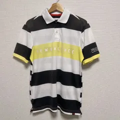 (^w^)b New Balance Golf ニューバランスゴルフ ポロシャツ 襟付き 半袖ポロシャツ 前立て ボタン ボーダーポロシャツ 横縞 BSTNV90+ 春 夏 スポーツポロ カジュアルポロ アウトドア メンズ サイズ5サイズ OM13131HGのサムネイル