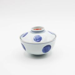 和食器】 蓋物 煮物椀 料亭の器 丸紋 水玉模様 染付 福文字 レトロ