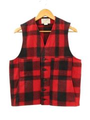 FILSON ウールベスト チェック柄 レッド ブラック XS - メルカリ