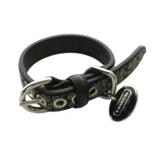 コーチ COACH 犬用首輪 キャンバス レザー ミニシグネチャー ロゴ XS 黒 ブラック ■GY35 /MQのサムネイル