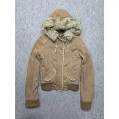 アバクロンビー＆フィッチ Y2K トナカイ ロゴ ウルフフーディー ファー ジャケット Sのサムネイル