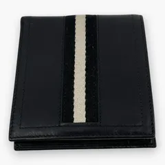 【BALLY】バリー ストライプ レザー 二つ折り財布 ブラック 小銭入れありのサムネイル