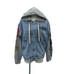 デシグアル Desigual × ディズニー Disney デニムスウェットジャケット M 青 ブルー グレー フード付き ミッキーマウス  ミニーマウス 切替 ミドル丈 /YS30 ■ECE006のサムネイル