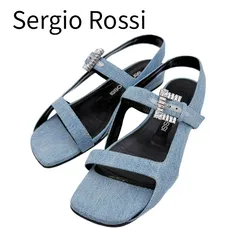 Sergio Rossi セルジオロッシ ビジュー ストラップサンダル ライトブルー サイズ37 レディースのサムネイル