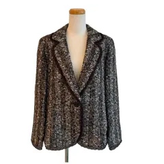 ロシャス ROCHAS ジャケット 上着 ツイード テーラードジャケット レース切替 1B シングル 13+ 茶 ブラウン /EH ■ECF006のサムネイル