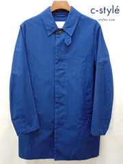 P129 [人気] MACKINTOSH マッキントッシュ コート 42 ブルー ステンカラー 綿100% 英国製 NO.4M | ★のサムネイル
