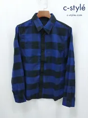 D562 [人気] NUMBER (N)INE DENIM × LOVELESS・GUILD PRIME 長袖シャツ L ブラック×パープル系 ネルシャツ 綿100% | ★のサムネイル