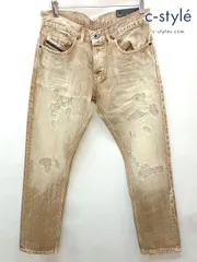 E300 [未使用品] DIESEL BLACK GOLD ディーゼルブラックゴールド デニムパンツ 28 茶系 ダメージ加工 | ★のサムネイル