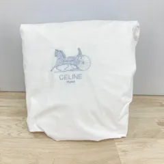 美品 CELINE/セリーヌ シーツ/布団カバー ホワイト/白 馬車ロゴ刺繍 綿100% 寝具[OK04263]のサムネイル