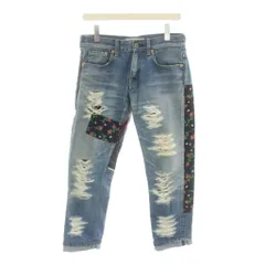 ジュンヤワタナベ JUNYA WATANABE コムデギャルソン COMME des GARCONS AD2013 デニムパンツ ジーンズ S 青 ブルー ダメージ加工 花柄 パッチワーク JM-P204 /YM28のサムネイル