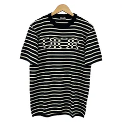 DIOR/ChristianDior(ディオール/クリスチャンディオール) 半袖セーター サイズM メンズ新品同様 183M647AT234 黒×白 ボーダー/ロゴのサムネイル