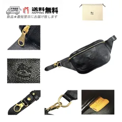 IL BISONTE イルビゾンテ ボディバッグ BAG ベルト ナスカンフック レザー 牛革 ロゴ イタリア製 新品 ★ ブラック M303..のサムネイル