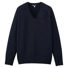 イーストボーイ EAST BOY スクール ニット セーター レディース 女子 中学生 高校生 Vネック オフ ライト 2226003B、ネイビーのサムネイル