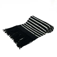 CHANEL(シャネル) ストール(ショール) P33515 黒×白 ボーダー カシミヤのサムネイル