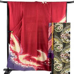 袋帯 正絹 華文 蜀江文様 金糸　相良刺繍 袋帯 逸品 華文 蜀江文 相良刺繍 金糸 ピンク 六通 正絹 【中古