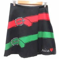デシグアル Desigual フレアスカート ミニ 総柄 34 XS 黒 ブラック /YKのサムネイル