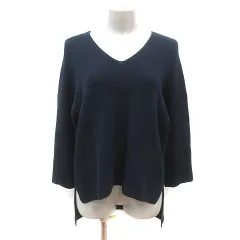 アナカ Unaca ニット カットソー Vネック 長袖 38 紺 ネイビー /MSのサムネイル