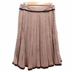クレージュ courreges プリーツスカート ミモレ ロング チェック ウール 38 M ピンク 茶 ブラウン /YKのサムネイル